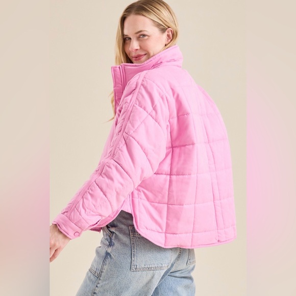 Altar'd State Bubble Quilted Pink Puffer Jacket - Picture 3 of 7